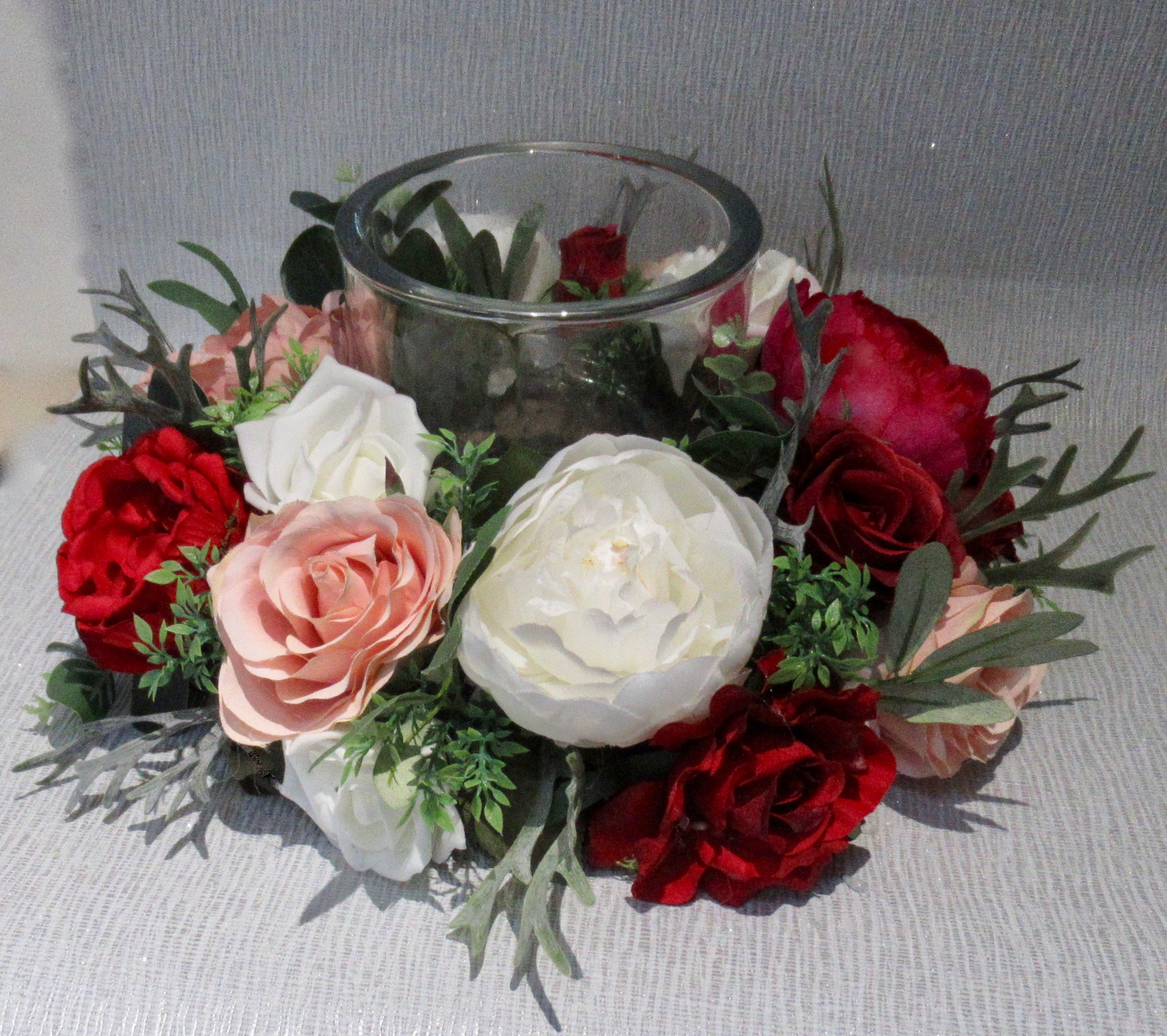 Small Floral Wreath For Lanterns/Hurricane Jars, wedding wreath centrepiece